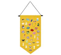 Kunyeah Wall Hanging Brooch Organizer Storage Case Colorful Canvas Pin Board Stand Enamel Pin Badge Hanging Holder Display Banner Earrings Collection Holder - Pins No Included (Yellow)
