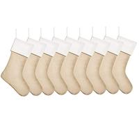 Kunyida 18" Burlap Christmas Stockings for Holiday Decor Plain,Pack 9
