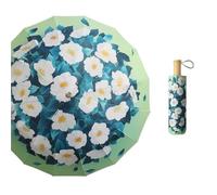 KUNYOS 16 Bone Color Glue Compact Umbrella Hand Open Parasol Three-fold Wooden Handle Sunscreen Umbrella Protection Umbrellas Protection UV Rain(Orchid)