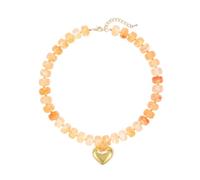 KUNYOS 1pc Beach Multi-color Resin Necklace Handmade Weave Beaded Chunky Heart Pendant Choker Boho Neckalce