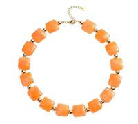 KUNYOS 1pc Handmade Chunky Bead Chain Choker Multi-color Resin Geometric Irregular Beads Heart Pendant Beach Boho Necklace