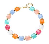 KUNYOS 1pc Handmade Chunky Bead Chain Choker Multi-color Resin Geometric Irregular Beads Heart Pendant Beach Boho Necklace