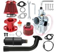 KUNYOS 212cc Carburetor VM22 Carb Exhaust Muffler Stage 2 Kit Replacement for Predator 224cc 196cc 200cc 6.5hp Engine Coleman CT200U BT200X Baja Warrior MB200 GX160 GX200 Mini Bike Go Kart Parts(Red)