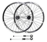 KUNYOS 26/27.5/29 Inch MTB Bicycle Wheelset,Quick Release/Thru Axle Dual Use 32 Holes Bicycle Hub Front 2 Rear 4 Bearings Double Wall Rims Wheelset,Black,27.5inch