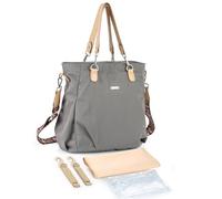 KUNYOS Baby changing bag, large multifunctional waterproof baby travel diaper with zipper, pad, stroller strap, wet clothes, commuter(Gery)