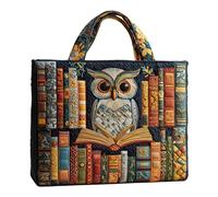 KUNYOS Book Series Vintage Art Print Quilted Tote Bag for Women, Large Capacity Quilted Top-Handle Bag, Quilted Bag for Shopping, Travel, Beach, School & Daily Use (Horiz.M(15.0"×3.9"×13.8"),H)