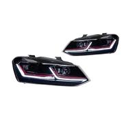 KUNYOS Car headlight assembly For VW For Polo LED Headlight Projector Lens 2011-2017 Car Lights Vento Head Lamp DRL Hid Bi Xenon Beam Accessories(Gti Red Line)