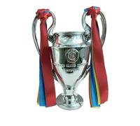KUNYOS Champions League Trophy Replica, Silver, 3 16cm, 32cm, 44cm, with Red, Yellow and Blue Ribbons, Collectible Gift (16cm)