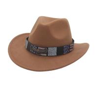 KUNYOS Cowboy hat, wide brim flat top western cowboy hat, stars and stripes accessories, party props suitable for men and women(Camel)