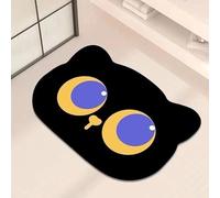 KUNYOS Cute Black Cat Shaped Bath Mat Quick-Dry Diatomaceous Earth Bathroom Funny Soft Diatom Mud Absorbent Floor Toilet Mats(Style-04,500MMx800MM)