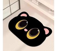 KUNYOS Cute Black Cat Shaped Bath Mat Quick-Dry Diatomaceous Earth Bathroom Funny Soft Diatom Mud Absorbent Floor Toilet Mats(Style-02,400MMx600MM)