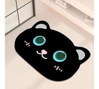 KUNYOS Cute Black Cat Shaped Bath Mat Quick-Dry Diatomaceous Earth Bathroom Funny Soft Diatom Mud Absorbent Floor Toilet Mats(Style-03,500MMx800MM)