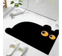 KUNYOS Cute Black Cat Shaped Bath Mat Quick-Dry Diatomaceous Earth Bathroom Funny Soft Diatom Mud Absorbent Floor Toilet Mats(Style-07,600MMx900MM)