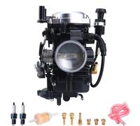 KUNYOS CV40 Carburetor with Choke Cable, for Harley Davidson Sportster XL XLH 883 1200 Softail Touring Dyna Road King Carb 27421-99 (Black Cover)(Silver)
