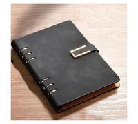KUNYOS Detachable Metal Clip A5 Notebook 200 Pages 100 Sheets Refillable Cover Hardcover Retro Study(Black with words)