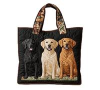 KUNYOS Dog Series Vintage Art Print Quilted Tote Bag for Women, Large Capacity Quilted Top-Handle Bag, Quilted Bag for Shopping, Travel, Beach, School & Daily Use (Horiz.L(16.9"×3.9"×15.7"),E)
