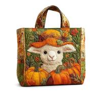 KUNYOS Halloween Print Quilted Tote Bags for Women, Multi-Size Daily Top Handbag (K2,Horiz.M(15.0"×3.9"×13.8"))