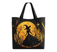 KUNYOS Halloween Print Quilted Tote Bags for Women, Multi-Size Daily Top Handbag (N,Vert.(13.4"×3.9"×15.7"))
