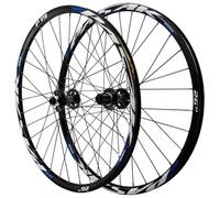 KUNYOS Mountain Bike Wheels with Thru Axle And Disc Brake, 32-Bolt Hub 26 27.5 29 Inches, Front 2 Rear 4 Bearings, Double-Walled Aluminum Wheelset, 7-12 Speed,Black Blue,26inch
