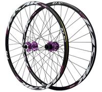 KUNYOS Mountain Bike Wheels with Thru Axle And Disc Brake, 32-Bolt Hub 26 27.5 29 Inches, Front 2 Rear 4 Bearings, Double-Walled Aluminum Wheelset, 7-12 Speed,Purple,26inch