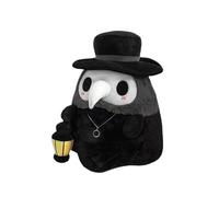 KUNYOS Plague Doctor Plush Toy, 25cm Spooky Cute Stuffed Plushie Pillow Doll, Soft Fluffy Halloween Hugging Cushion Decor, Present for Kids and Adults(Black)