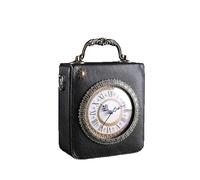 KUNYOS Real Working Clock Purse for Women, Steampunk Gothic Handbag with Top Handle, Vintage Faux Leather Crossbody Shoulder Bag, Unique Victorian Style Novelty Purse for Dark Academia Aesthetic
