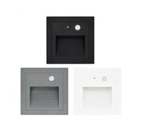 KUNYOS Recessed Wall Lamp Sensor Motion Intelligent LED Step Night Light for Staircase Stair Ladder Foyer Bedroom Aluminium 110V 220V(Black Body,Cold White 6000K_5W NO Sensor)