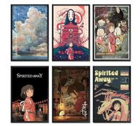 KUNYOS Spirited Away Poster (Set Of 6) Unframed Classic Anime Poster Canvas Posters 08x12inch(20x30cm) Style