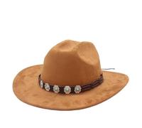 KUNYOS Western cowboy style felt hat, a versatile style for both men and women, with a classic western cowboy design, suitable for everyday wear or Halloween(Camel)