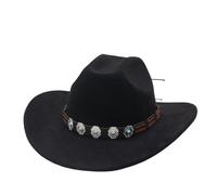 KUNYOS Western cowboy style felt hat, a versatile style for both men and women, with a classic western cowboy design, suitable for everyday wear or Halloween(Black)