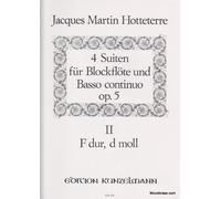 KUNZELMANN HOTTETERRE J.M - 4 SUITEN FÜR BLOCKFLÖTE UND BASSO CONTINUO OP.5 VOL.2