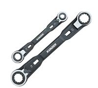 Kunzer 7RRS02 Ratchet Ring Spanner Set 4 in 1 2-Piece Double Ring Spanner Set 8-19 mm Reversible