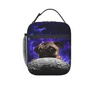 KUOAICY Pug Moon Space Lunch Box Reusable Insulated Totes Lunch Bag Thermal Cooler For Boy Girls School Men Women Beach Picnic Travel