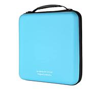 KUOCDSIK CD Case, 192 Capacity Hard EVA Protective Blu-ray CD Wallet Double Zipper Hand Strap Portable Disc Organizer DVD Case for Car Travel (192 Capacity, Sky Blue192)