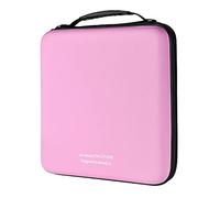 KUOCDSIK CD Case, 192 Capacity Hard EVA Protective Blu-ray CD Wallet Double Zipper Hand Strap Portable Disc Organizer DVD Case for Car Travel (192 Capacity, Pink192)