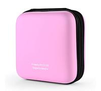 KUOCDSIK CD Case, 48 Capacity Hard EVA Protective Blu-ray CD Wallet Double Zipper Hand Strap Portable Disc Organizer DVD Case for Car Travel (48 Capacity, Pink48)