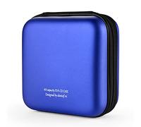 KUOCDSIK CD Case, 48 Capacity Hard EVA Protective Blu-ray CD Wallet Double Zipper Hand Strap Portable Disc Organizer DVD Case for Car Travel (48 Capacity, Blue48)