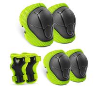 KUOGAS Children's Knee Pads,6-in-1 Child Protective Inline Skates,Adjustable Child Lining Protector,Suitable For Roller Skates,Cycling and Skateboards(Black Green, M)