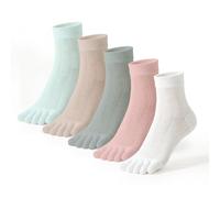 KUOIASY 5 Pairs Toe Socks for Women, Comfortable Mesh Crew Kintoe Socks Breathable Toe Socks Five Finger Bamboo Socks Women for Walking Yoga Daily