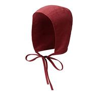 KUOIN Medieval Coif Cap Women's Victorian Peasant Amish Hat Colonial Cosplay Headwear, Darkred, One Size