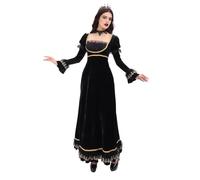KUOIN Medieval Dress Victorian Rococo Dresses Square Neckline Juliette Long Sleeves Renaissance Princess Costume Women (M)