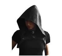KUOIN Steampunk Cowl Hood Medieval Gothic Cape Cosplay Men Women, Black, Large