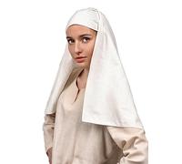 KUOIN Women's Medieval White Headscarf Renaissance Hat Scarf Cosplay Costume (White-a)
