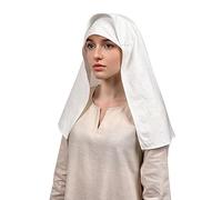 KUOIN Women's Medieval White Headscarf Renaissance Hat Scarf Cosplay Costume (White-b)
