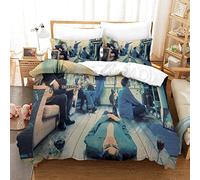 Kuokuo Oasis Band 3D Duvet Cover Set with Pillowcases Bedding Set Soft Quilt Cover Microfiber 3Pieces Cover with Zipper Closure for Kids Teenagers Adult Aged King（220x240cm）