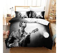 Kuokuo Oasis Band 3D Print Bedding Duvet Set with Zipper Closure Pillowcases Soft Microfiber Easy Care 3 Pieces Set,for Boys Girls Kids Bedroom Adult Single（135x200cm）