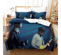 Kuokuo Oasis Band Bedding Duvet CoverBed Set 3D Theme Quilt Cover for Childrens And Adults Comforter Cover Pattern Decor Bedspread Cover Soft Microfiber Bedding Set, 3Pcs Set Single（135x200cm）