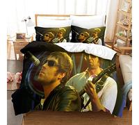 Kuokuo Oasis Band Bedding Set Kids Duvet Covers Sets With Pillowcases Home Textile Decor Bedclothes For Girls Boys With Zipper Closure Soft Microfiber 3Pcs Set Double（200x200cm）