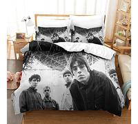Kuokuo Oasis Band Duvet Cover 3D Print Duvet Quilt Cover & Pillowcase Bedding Set,Soft Microfiber, With Zipper Closure3 Pieces Set,for Kids Teenagers Adult Aged Bedroom Single（135x200cm）
