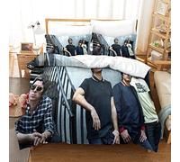 Kuokuo Oasis Band Fashion 3D Duvet Cover Set Microfibre Soft Quilt Covers Easy Care Hotel Quality Bedding Sets with Pillowcase 3Pcs Set Single（135x200cm）
